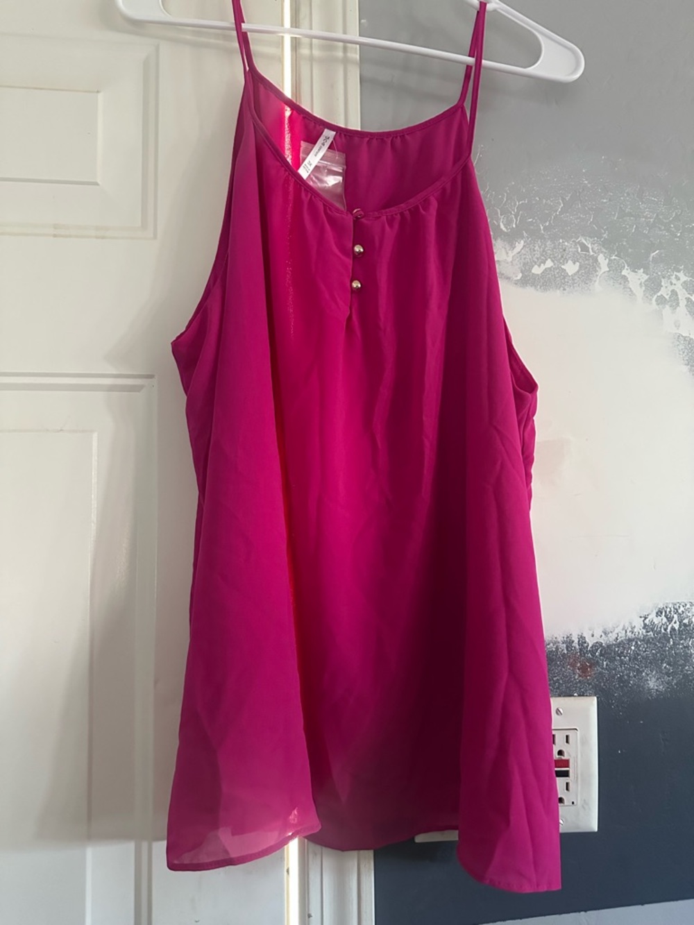 Women’s Fuchsia Sleeveless Shell Top with Button Detail